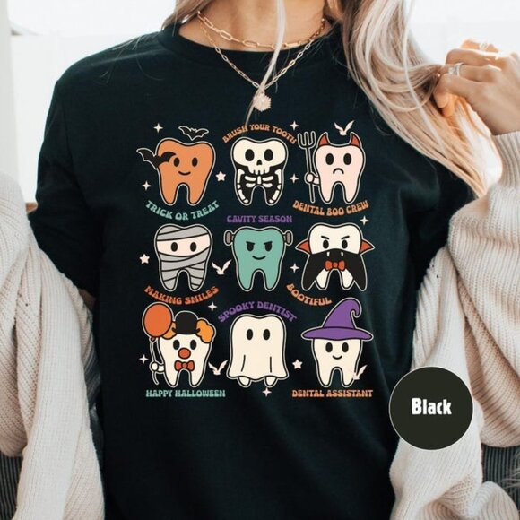 Tops - Retro Graphics Halloween Dental Office Shirt